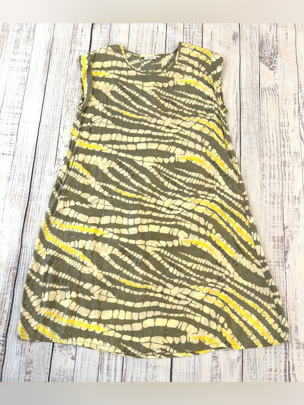 Masai Nan Batik Dress Women’s L. 100% Viscose Lagenlook Abstract Made In India